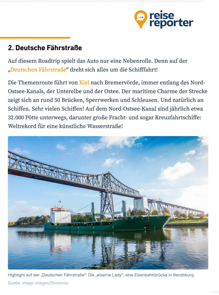 Presse: Reisereporter über Deutsche Fährstraße